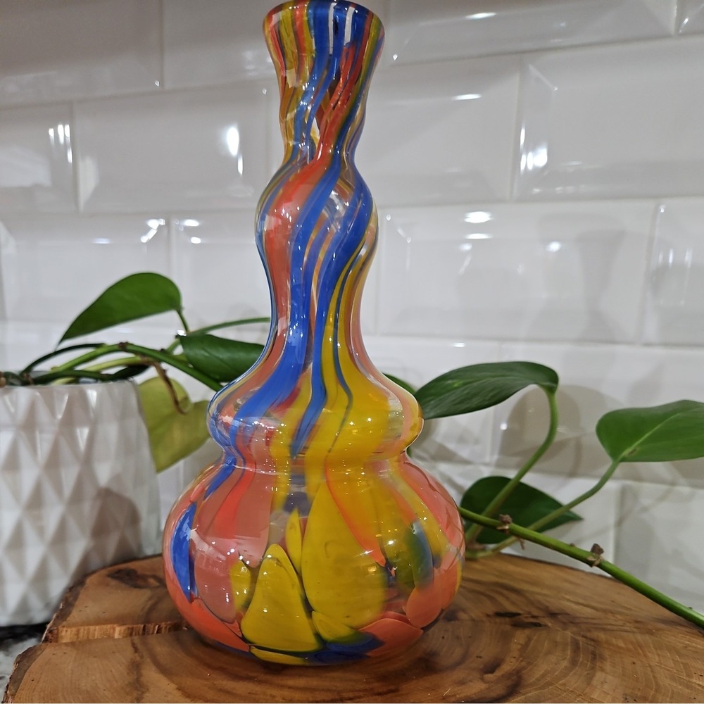 End Of Day Art Glass Hand Blown Studio Type EXCELLENT CONDITION!! 9 inc